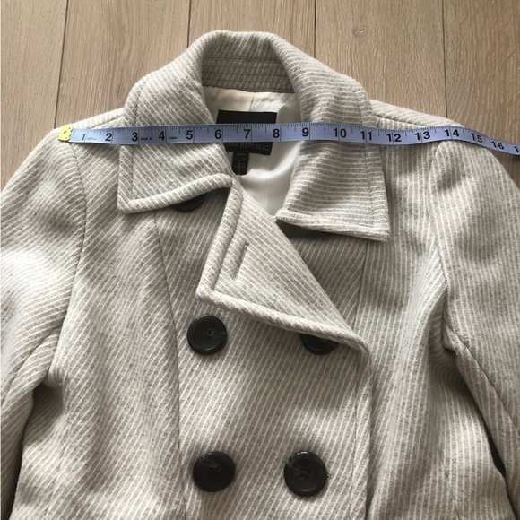 Banana Republic Double Breasted Wool Pea Coat in Light Gray & White Size XS - Picture 2 of 13